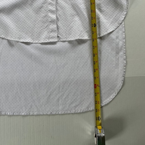 PERIPHERY Black Dotted Over White Sleeve Blouse High Low Hem Button Up Size 10 - Picture 8 of 9